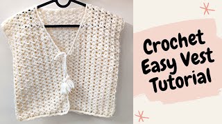 Easy Crochet Vest | Crochet V Neck Cardigan Vest Beginner Tutorial Moonflower Vest