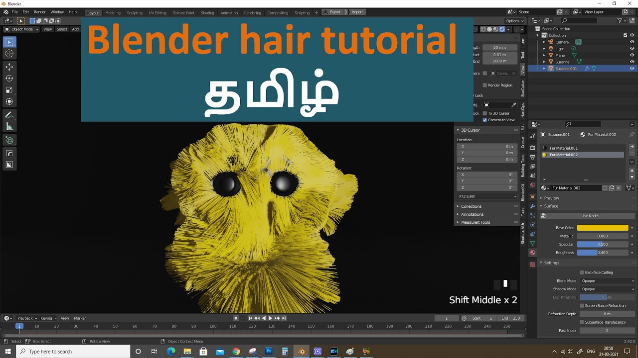 blender hair tutorial tamil for beginner - YouTube
