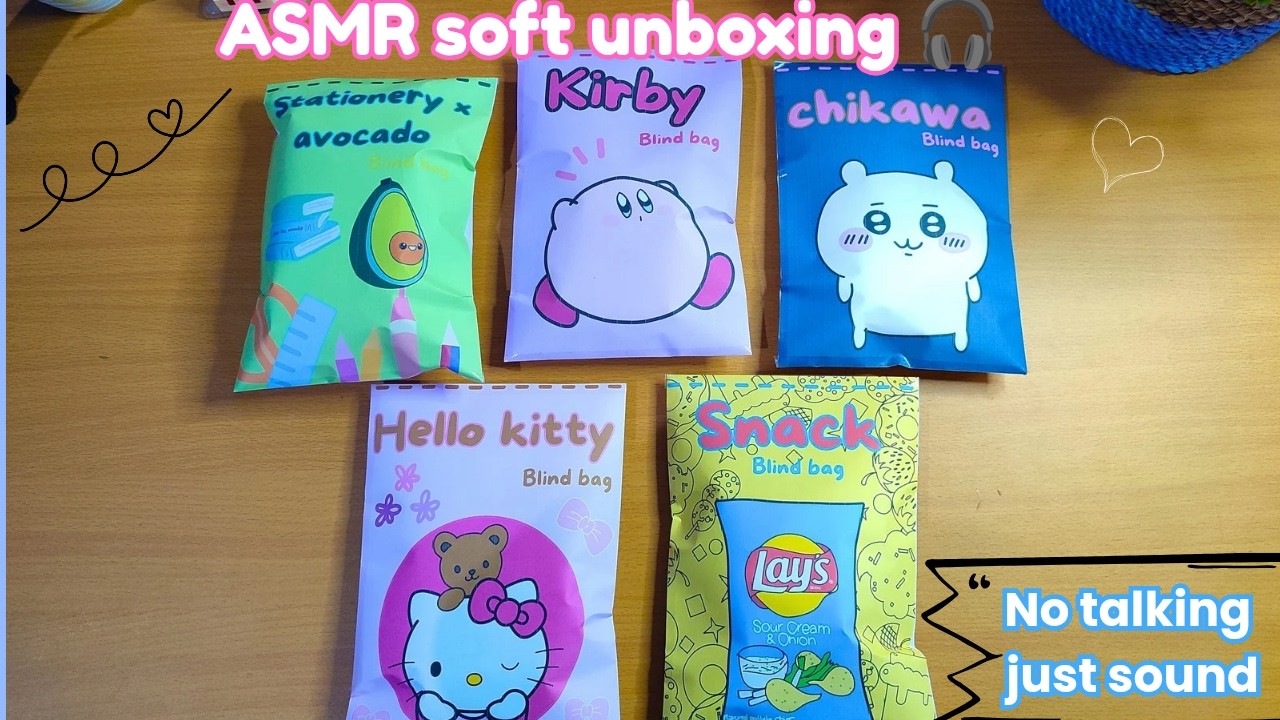 ASMR Unboxing Blind Bag 🎧✨ | Kirby, Chiikawa, Hello Kitty, Snack & Stationery Avocado