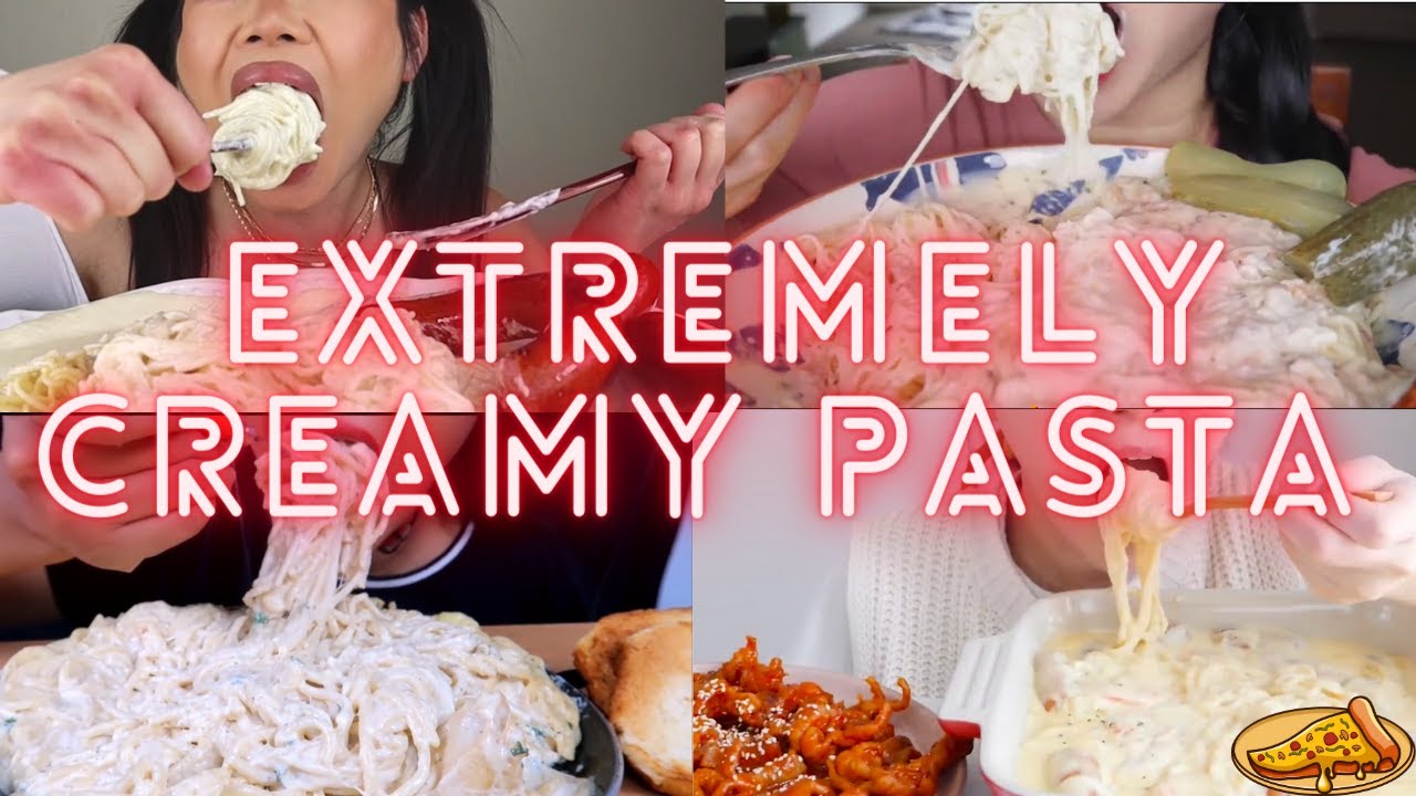 EXTREMELY CREAMY PASTA MUKBANG COMPILATION / BIG BITES / SATISFYING SOUNDS / Part 1 / ASMR