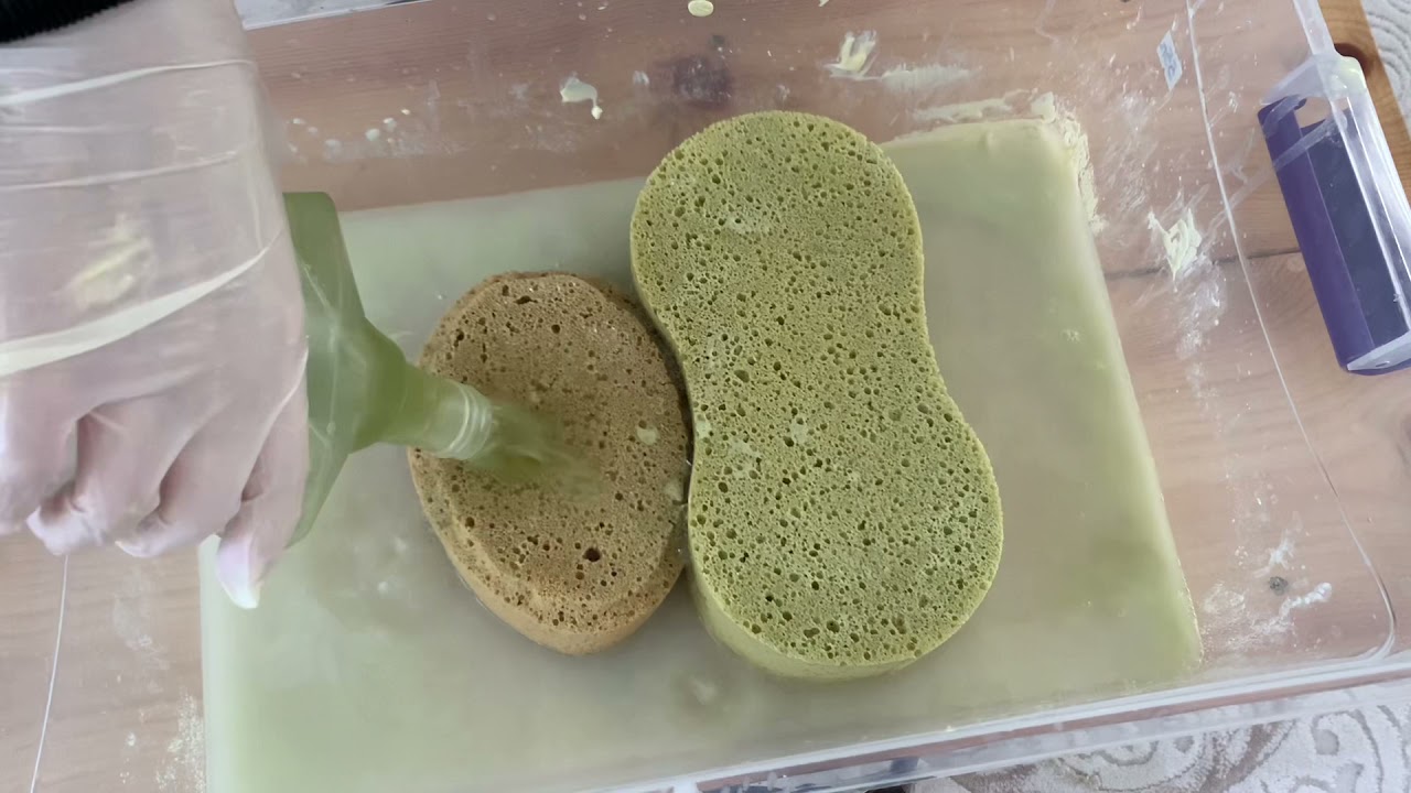 Watery paste and astonish pine ASMR SPONGE SQUEEZES