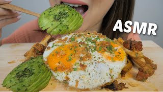 ASMR PULLED Pork HASH with EGGS and Avocado My Breakfast *NO Talking Eating Sounds | N.E Lets Eat