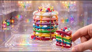 Rainbow Crystal Pancake Tower 🌈💎 | Magical Miniature Cooking ASMR