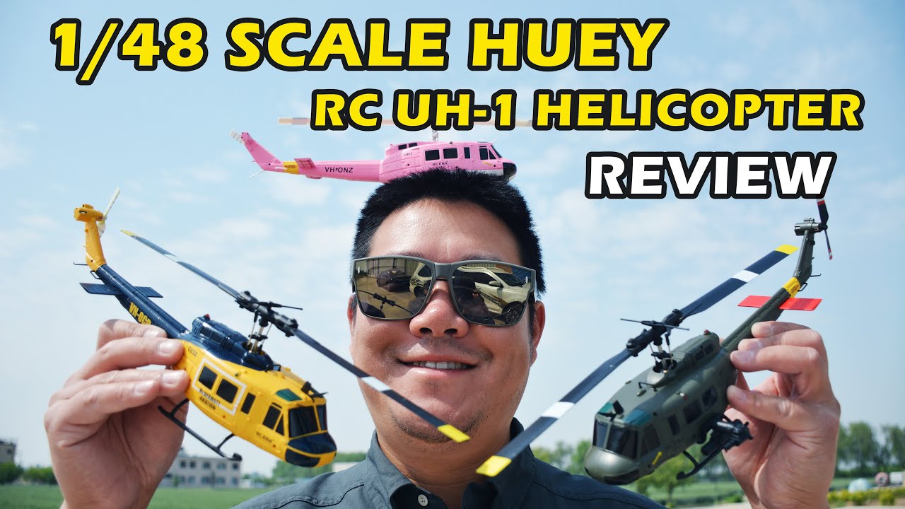 MINI UH-1 RC HUEY! RCERA 1/48 SCALE RC Helicopter Review, 超仿真迷你遥控航模直升机休伊测评