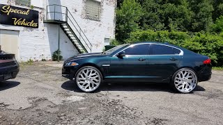 Green Jaguar XF ON 26 Inch Amani Forged Wheels