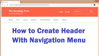 Header with Navigation Menu using Html and CSS | Web Designing Tutorial