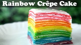 Rainbow Crepe Cake |No Oven Easy Rainbow 18 layered Crêpe Cake | Yummylicious
