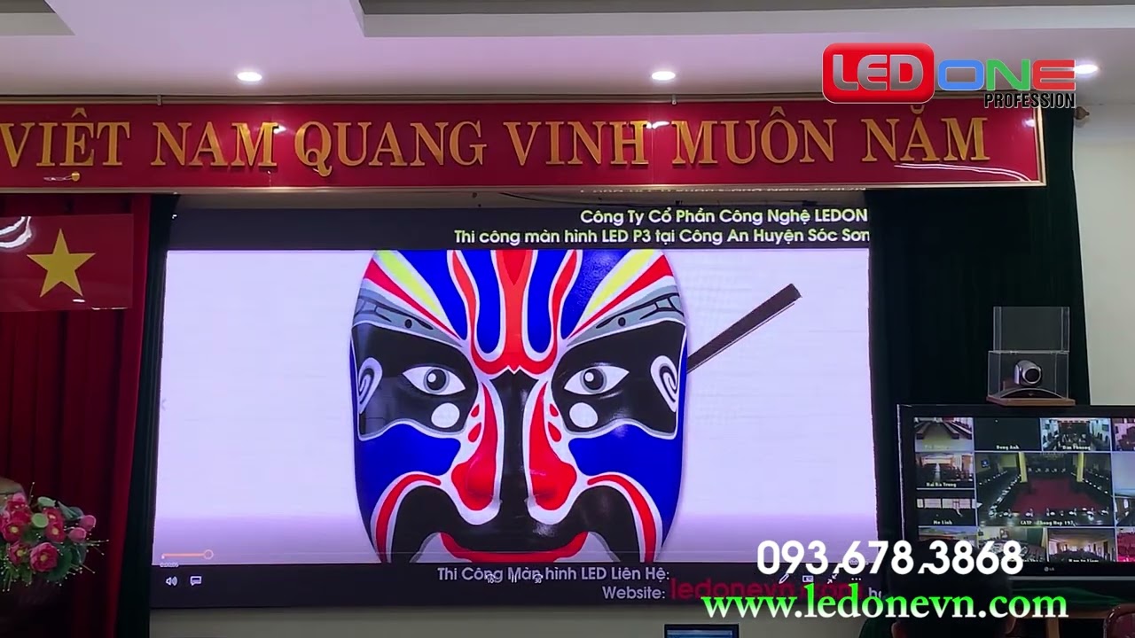 Công An Thành phố Hà Nội | Công An Huyện Sóc Sơn | Ledone thi công dự án màn hình Led phòng Hội nghị 3 YouTube player