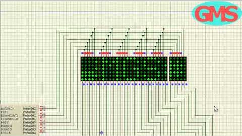 Simulasi proteus led dot matrix : Animasi teks bergerak dari atas ke bawah