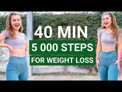 40 Min 5000 Steps Workout for Weight Loss — Fat burning walking workout, full body, no jumping — indoor walking workout video