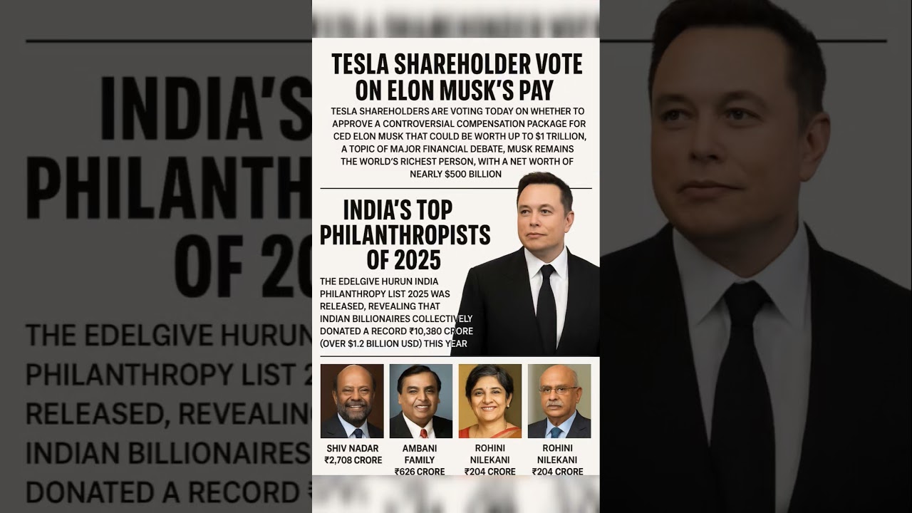 Elon Musk’s $1 Trillion Pay Vote & India’s Top Givers of 2025