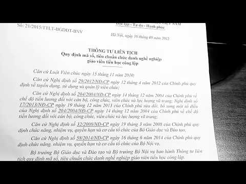 Thông tư liên tịch số 21/2015/BNV- MÃ SỐ, TCCDNN GIÁO VIÊN TIỂU HỌC