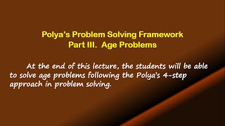 Part 3   Problem Solving   Age Problems 1