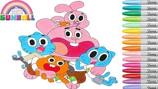 The Amazing World of Gumball Coloring Book Pages Darwin Rainbow Splash Colouring Videos for Kids