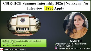 CSIR-IICB Free Summer Internship & Dissertation Program 2026 | No Exam| No Interview |Free Apply