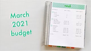 March 2021 Budget | Erin Condren Budget Planner