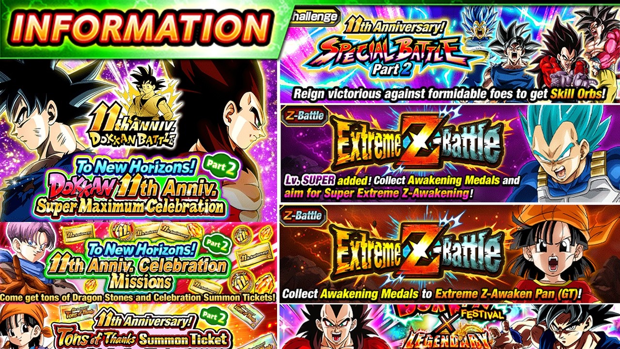 FULL DETAILS FOR THE BEGINNING OF PT.2 OF THE 11TH ANNIVERSARY!! (DBZ: Dokkan Battle)