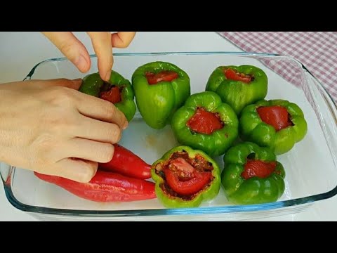 BİBER DOLMASININ EN LEZZETLİ HALİ AKŞAMA PRATİK TENCERE YEMEĞİ TARİFİ/yemek tarifleri