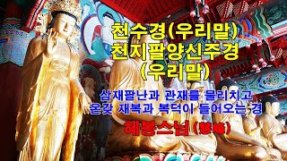 삼재팔난과 관재를 물리치고 온갖 재복과 복덕이 들어오는 우리말천수경 우리말 천지팔양신주경 혜봉스님 독송(☎010-4667-4557법등심)