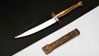 Created An Incredible Dagger With A Brass Handle From An Ordinary Piece Of Metal