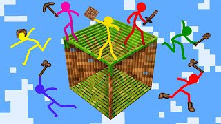 Stickman vs Minecraft Animation GRASS CUBE ILLUSION | Animation vs Minecraft Cartoon