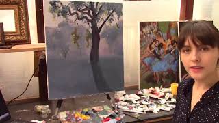 Пишем Дерево уроки живописи маслом для начинающих, художник Фания Сахарова