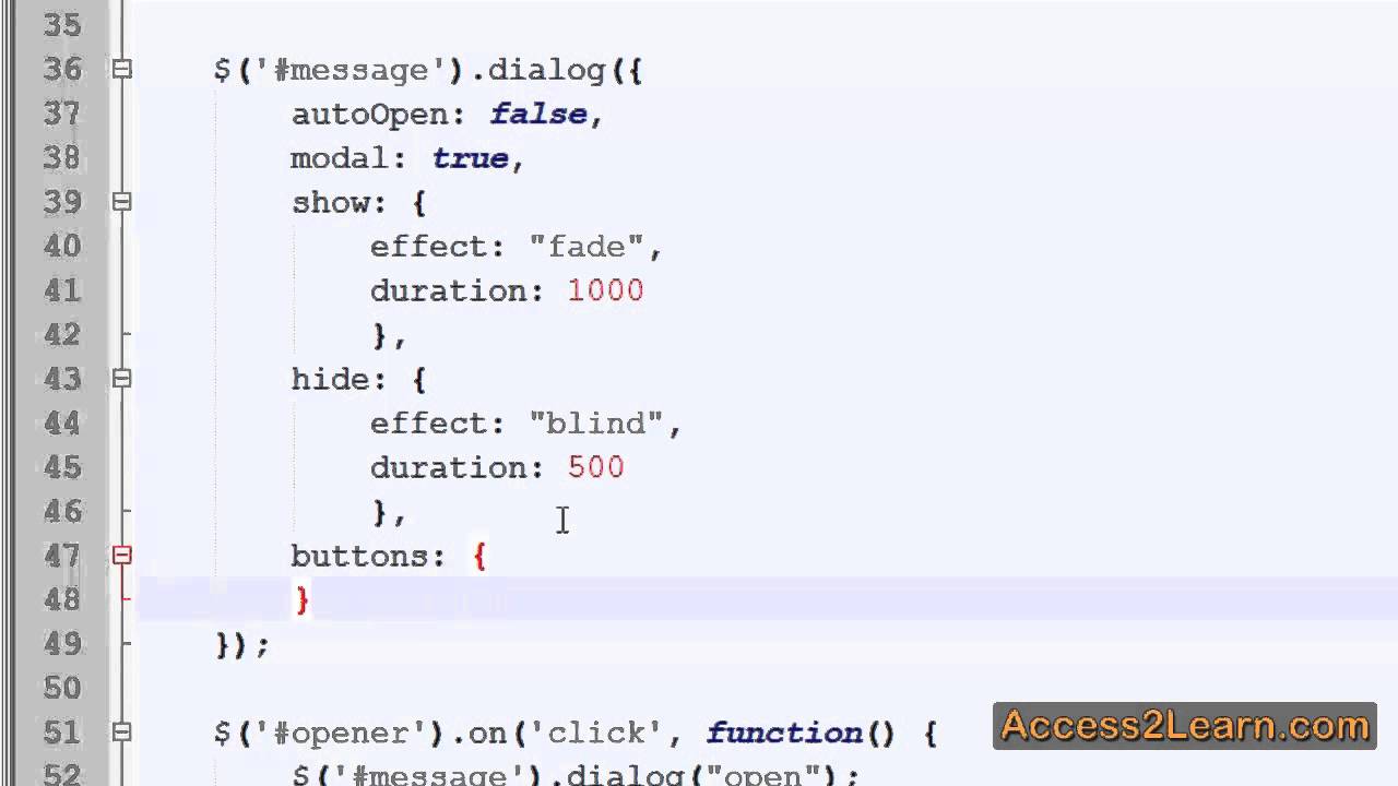 Jquery Dialog Open Function