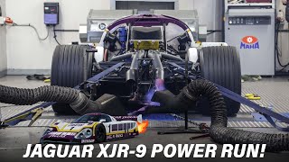 Le Mans winning Jaguar V12 XJR-9 breathing fire!