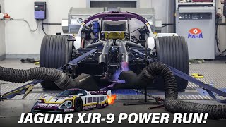 Le Mans winning Jaguar V12 XJR-9 breathing fire! Screaming Le Mans Winning Jaguar Xjr 9 At Fos