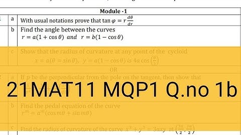 21MAT11 | Model Question Paper 1 (question no 1b) | Module 1 | Angle between the Curves |