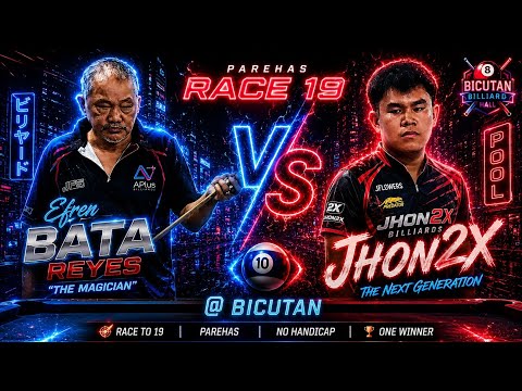 ⛔RE-LIVE  Efren Reyes 🆚 Jhon2x 4th estate Race19 [PAREHAS]  MN Billiards, Doña Soledad Ave