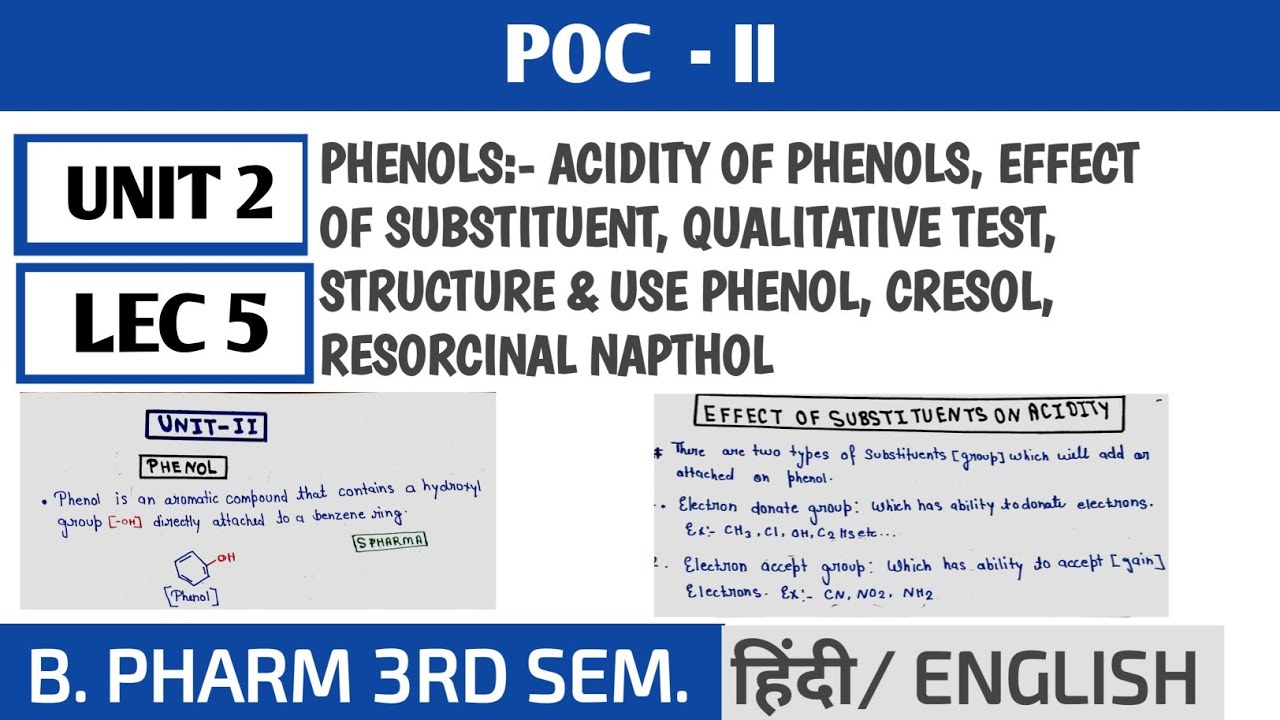 Phenols, Acidity of phenol, effect of substituent, qualitative test, structure and uses... 