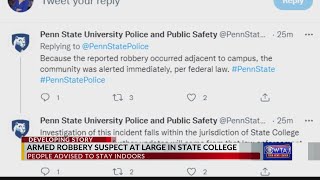 State College police search for armed robbery suspect after city-wide alert