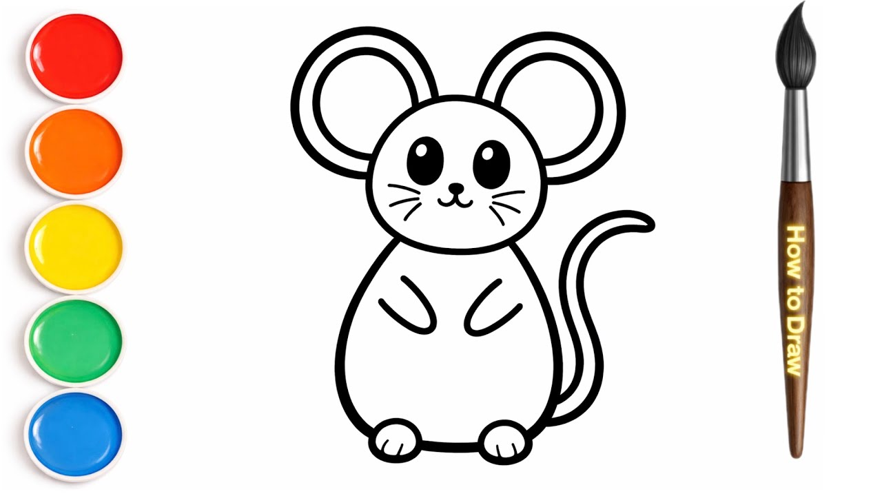 Easy Mouse Drawing and Coloring for Kids and Toddlers / Drawing Lesson for Kids 