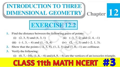 Exercise 12.2 Class 11th Math Ncert Solution |Chapter 12 Introduction Of Three Dimensional Geometry