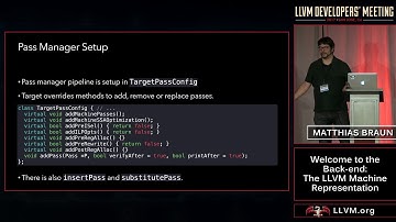 2017 LLVM Developers’ Meeting: M. Braun “Welcome to the back-end: The LLVM machine representation”