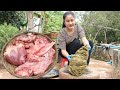 Collect vegetable cook beef organs ( Beef tripe, kidney, heart ) - Cooking with Sreypov