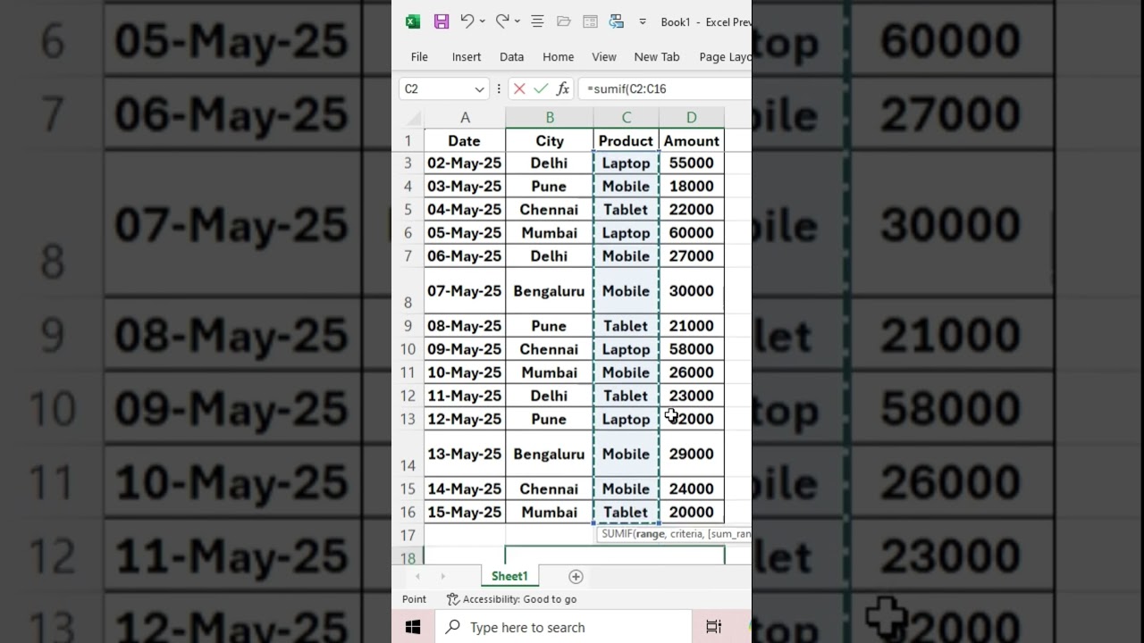 Learn SUMIF in Excel Fast ⚡ | Excel Formula Tutorial 