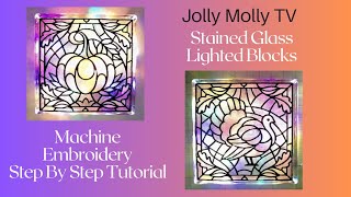 Autumn Stained Glass Lighted Glass Block Project, Machine Embroidery Designs by Embroidery Library