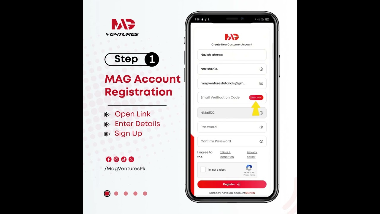 Step 1 : How to Register a MAG Account