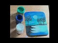 Night Moonlight Painting 🎨 | Blue Sky Painting For Beginners | Watercolor Night view Painting