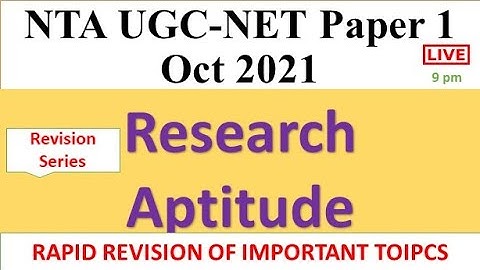 Research Aptitude - Rapid Revision Series  Paper 1 Oct 2021 Dr Trupti