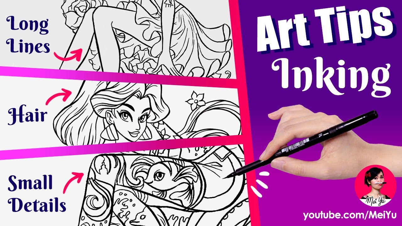 My Top Art Tips - Inking Smooth, Crisp Line Art - How to Ink Like a PRO | How to Draw | Mei Yu