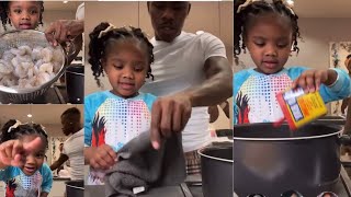 Cooking with DaBaby: DaBaby cooks chicken and prawns with daughter &amp; nephew