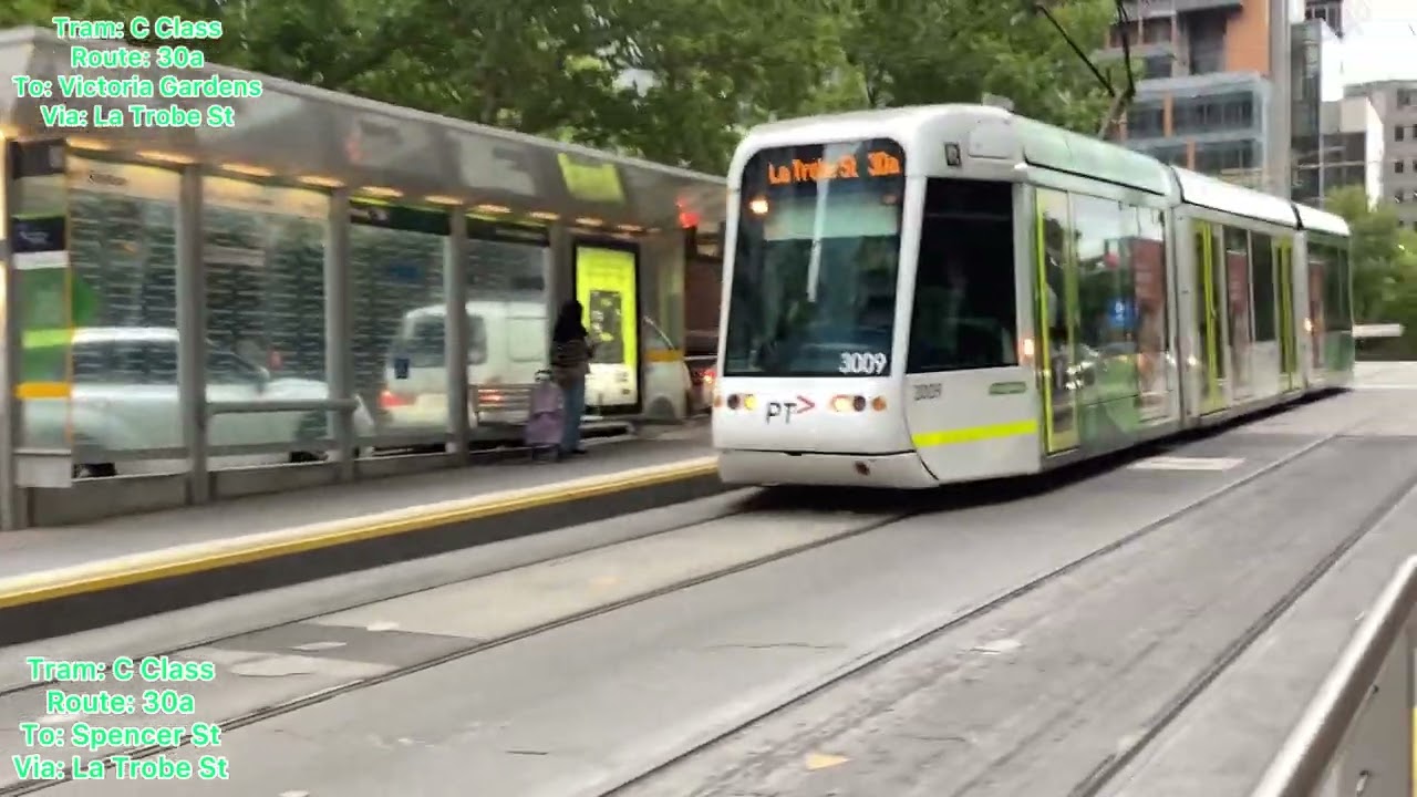 Trams at Flagstaff Station Williams and La Trobe St