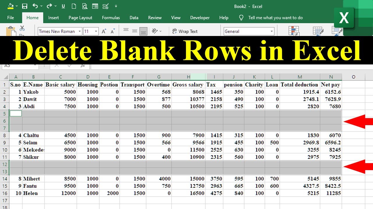How to Delete Blank Rows in Excel | Microsoft Excel - YouTube