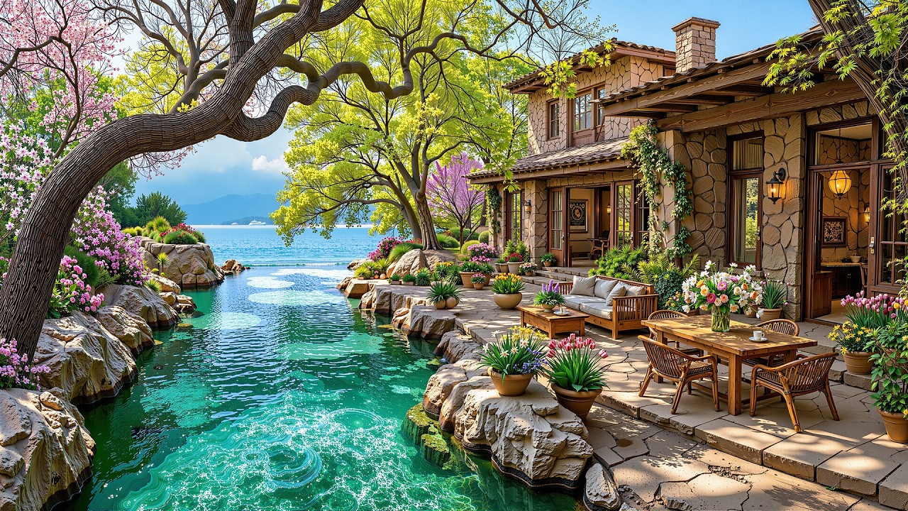 Relaxing Jazz at Hidden Riverside Café | Smooth March Jazz & Cafe Ambience for Calm, Relax, Work