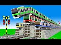   train vs ms pacman  fumikiri 3d railroad crossing animation