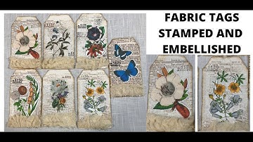 STAMPING ON FABRIC ~ CREATING JOURNAL TAGS #roxysweeklychallenge