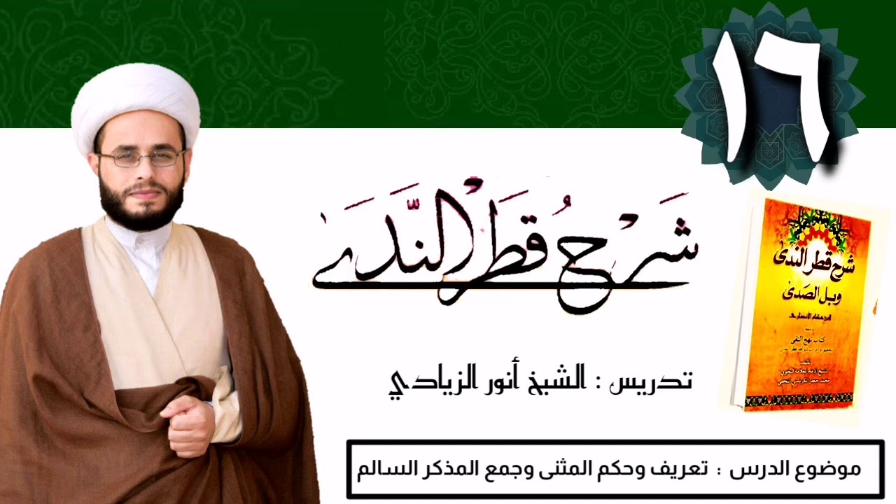 016 شرح قطر الندى | الشيخ أنور الزيادي | تعريف وحكم المثنى وجمع المذكر السالم.